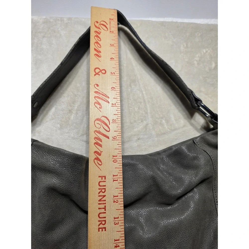 Elliott Lucca Gray Pebbled Leather Slouchy Hobo Shoulder Bag Crossbody‎ Large